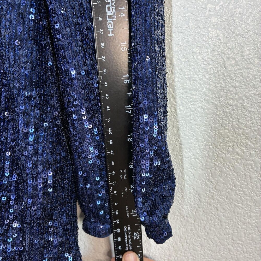 Vineyard Vines Dress Girls L Blue Sequin Fit & Flare Tiered Long Sleeve Party - Picture 6 of 16